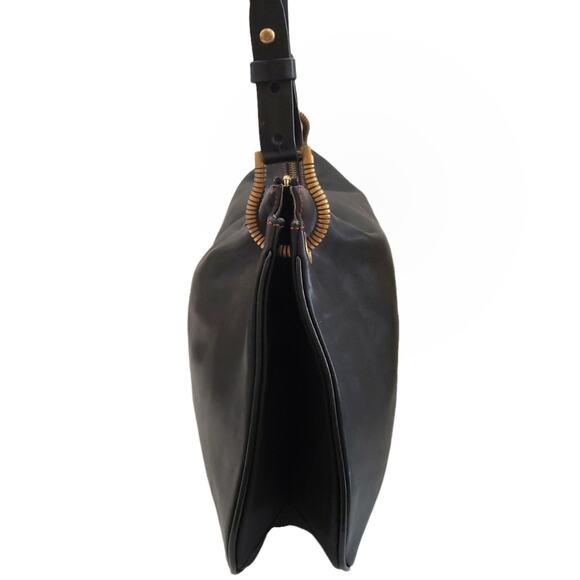 MAXX New York shoulder bag black accordion crossbody leather everyday purse - Picture 3 of 10